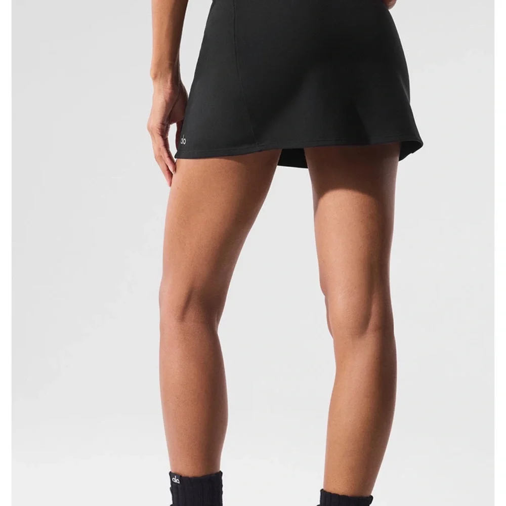 NWT Alo Yoga High Waist Good Form Black Mini Skirt with Pocket